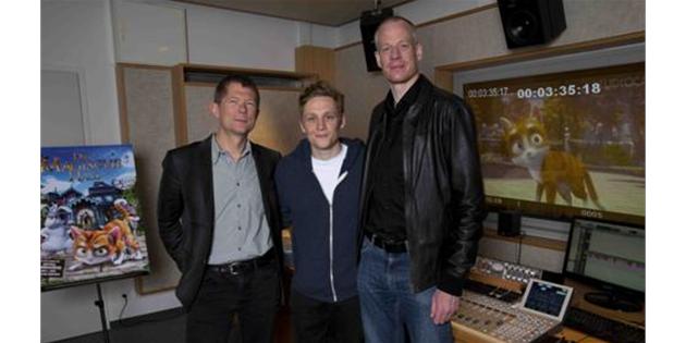 Rodolphe Buet (CEO Studiocanal), Matthias Schweighöfer  und Kalle Friz (COO Studiocanal) und im Synchronstudio (v. l. n. r.)